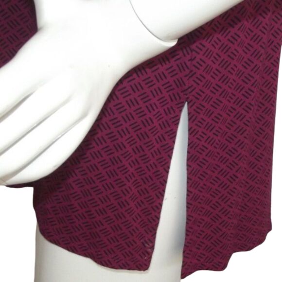 J.JILL Top/Tunic, SP Petite, Maroon, Crosshatch pattern, Mid-sleeve, - Picture 4 of 12